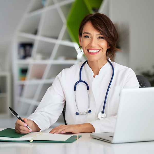 A couple of patients reviewing their statement.